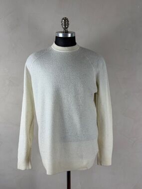 Banana Republic BR Sport Wool Blend Ivory Raglan Crewneck Sweater L